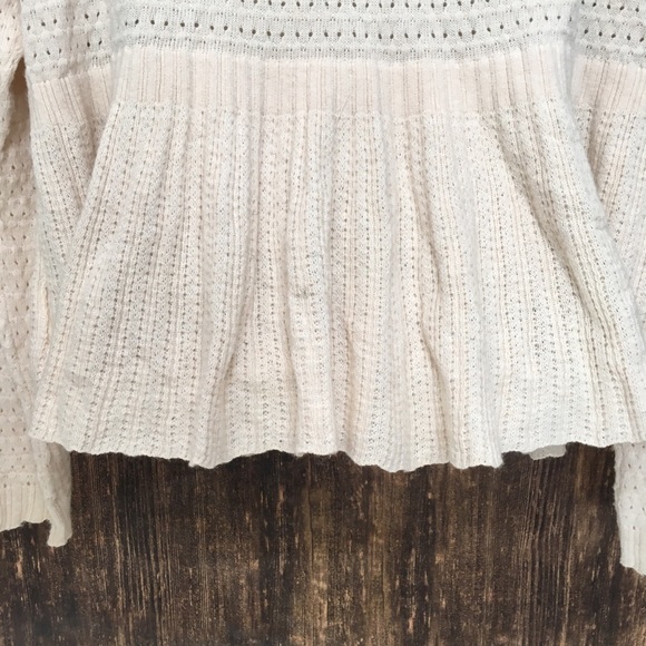 ANTHROPOLOGIE MOTH CARDIGAN CREAM POINTELLE PEPLUM - Picture 7 of 8